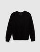Zwarte trui visgraat met metallic garen dames-1