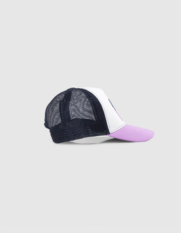 Gorra violeta, blanco, malla azul marino niño-2