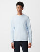 Men's sky slub knit sweater with rolled edges-2