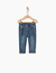 Baby girls’ blue denim embroidered trousers-1