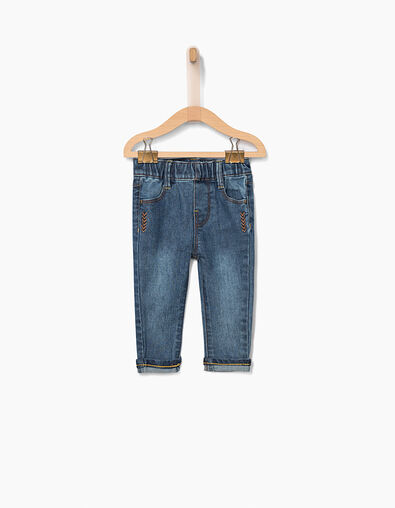 Baby girls’ blue denim embroidered trousers - IKKS