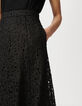 Jupe midi noire dentelle métallisée forme bulle Femme-3