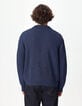 Pull marine tricot col polo boutonn&eacute; Homme-4