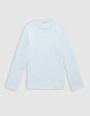Men's sky slub knit sweater with rolled edges-5
