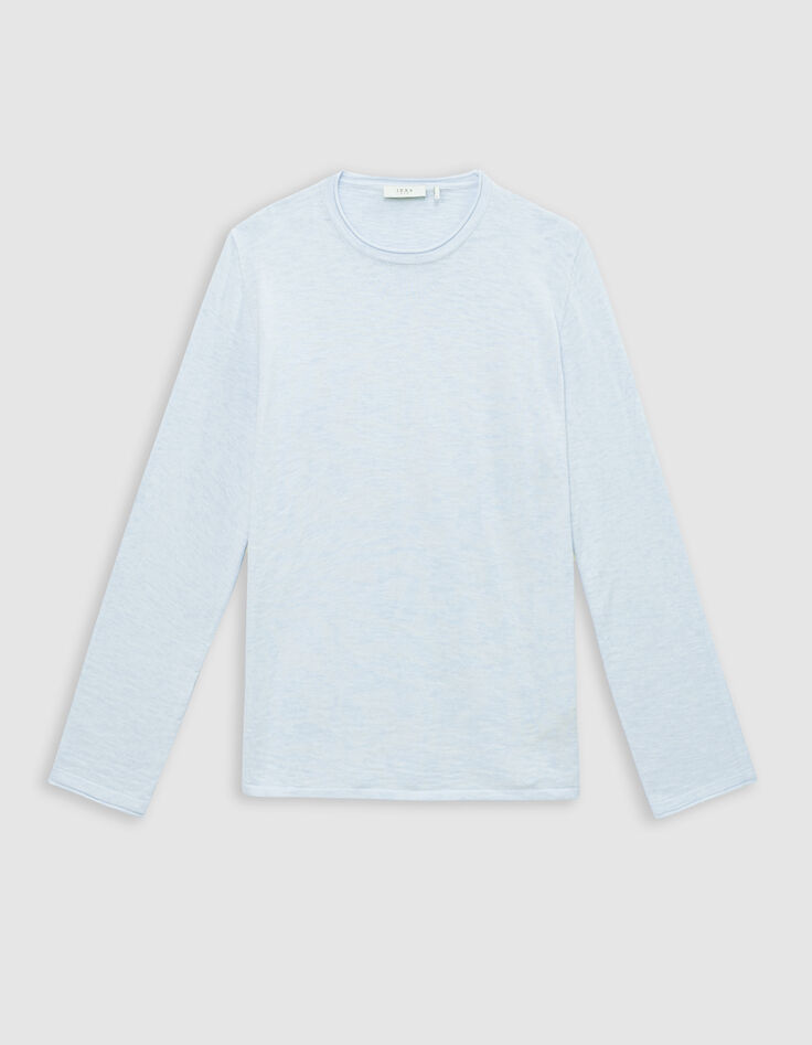Men's sky slub knit sweater with rolled edges-5
