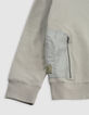 Groene sweater biokatoen ritszak twee materialen jongens-7