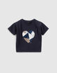 Girls' indigo reversible sequin heart T-shirt-1