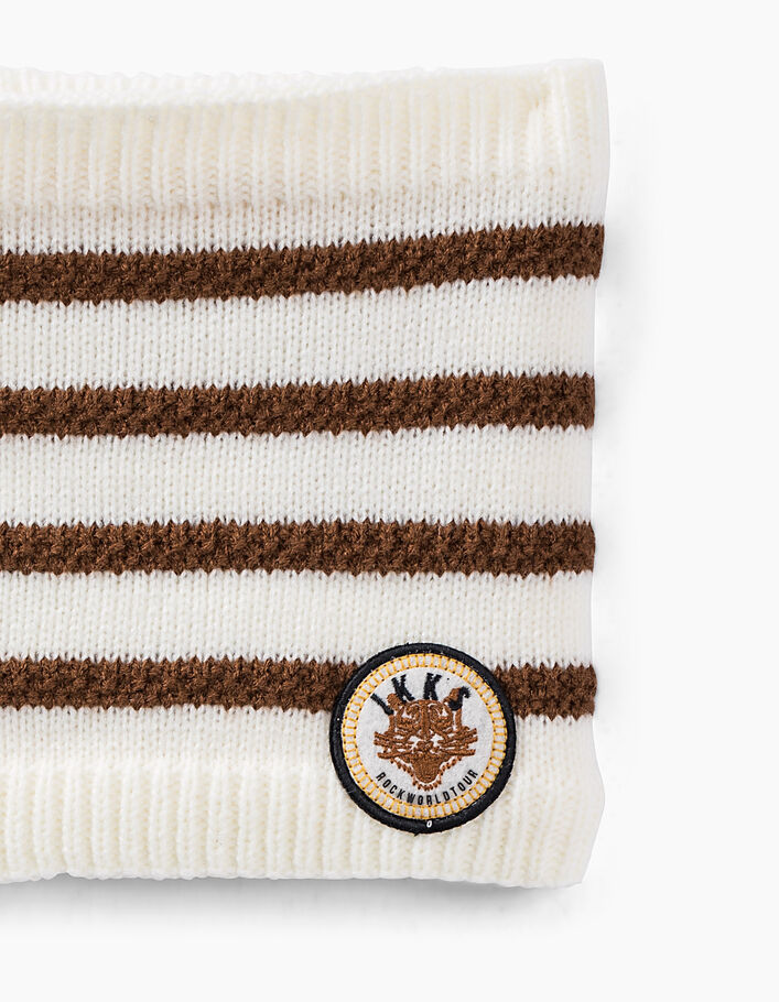 Baby boys' off-white snood with curry stripes  - IKKS