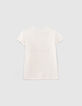 Ecru T-shirt metallic tekst meisjes-3