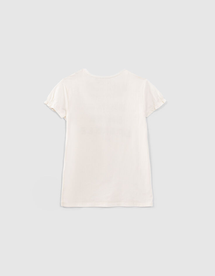 Ecru T-shirt metallic tekst meisjes-3