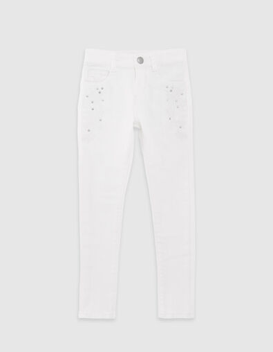 Jean SKINNY écru avec broderies et clous fille - IKKS