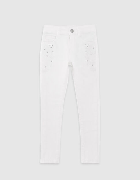 Jean SKINNY écru avec broderies et clous fille - IKKS