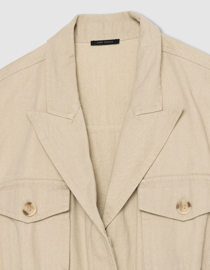 Robe saharienne longue beige sans manches Femme-7