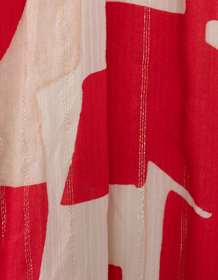 Rotes Maxikleid mit geometrischem Muster für Damen-7