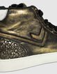 Women’s khaki metallic leather glittery high-top trainers-5