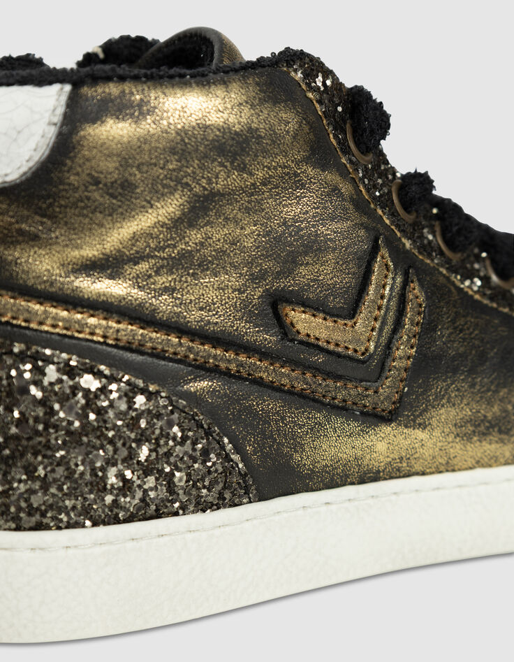 Women’s khaki metallic leather glittery high-top trainers-5 Women’s khaki metallic leather glittery high-top trainers-5