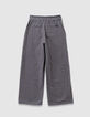 Girls’ navy gingham trousers with ruffles-3