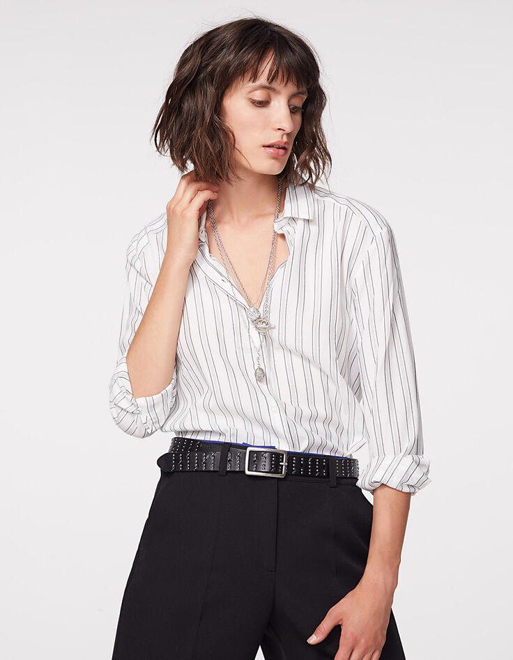 Metallic-Streifenbluse aus Viskose und Tencel&reg;-2