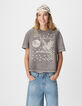 Grijs oversized t-shirt met adelaarsontwerp voor dames-2