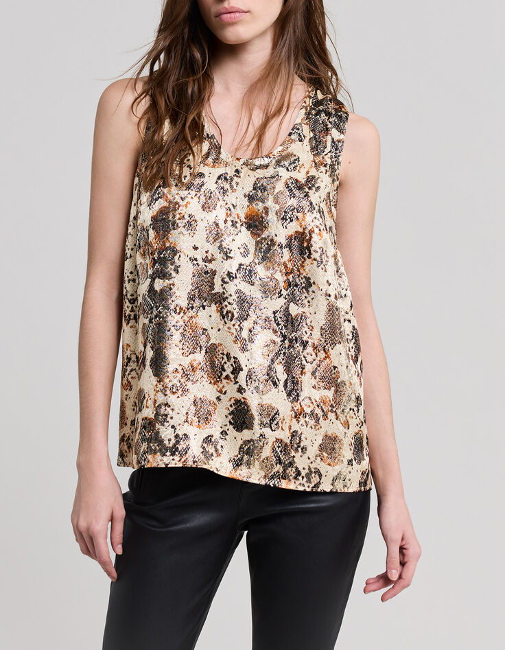 Pure Edition &ndash; Goldfarbenes Damentop mit Python-Gold-Print-2