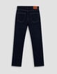 Serge blauwe herenjeans met rechte pijpen-2