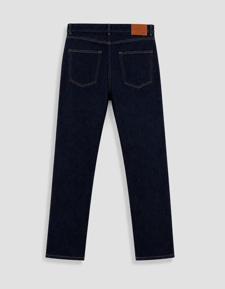 Serge blauwe herenjeans met rechte pijpen-2