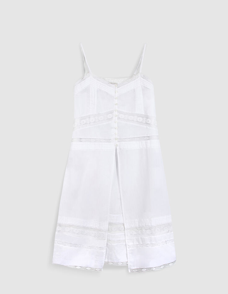 Top blanco tirantes finos con encaje Mujer-7