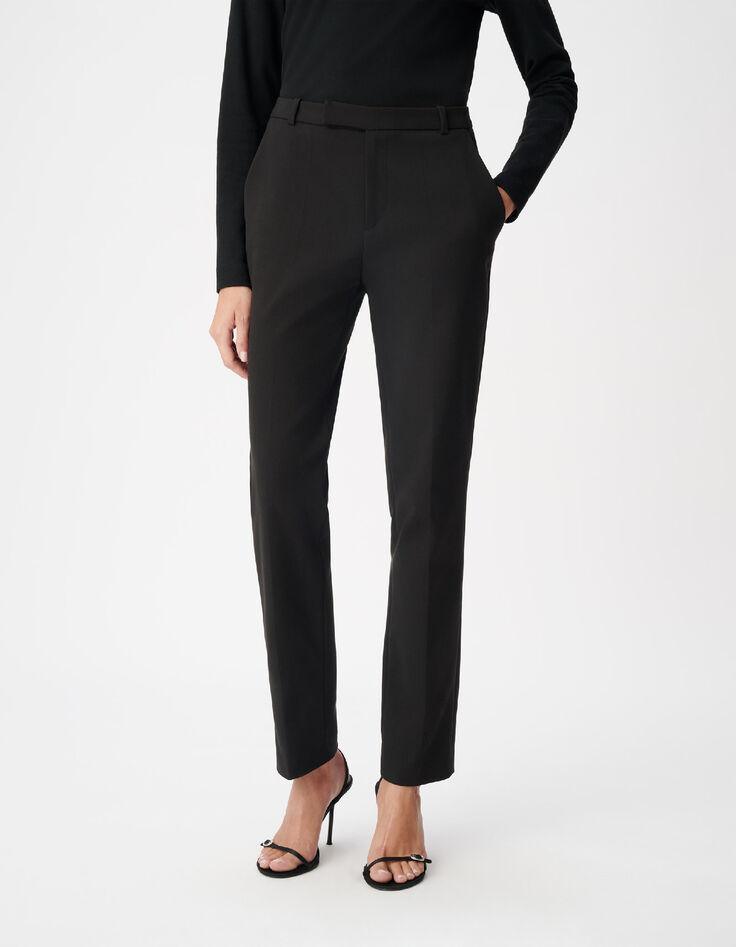 Pantalon de tailleur noir maille Milano Femme-3