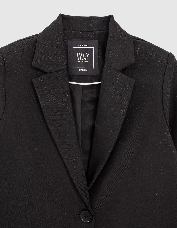 Zwarte blazer met glitter meisjes-2 Zwarte blazer met glitter meisjes-2