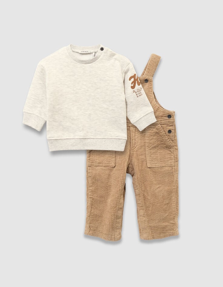 Set Truien en tuinbroek ribvelours babyjongens-1 Set Truien en tuinbroek ribvelours babyjongens-1