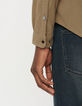 Men’s beige organic cotton needlecord regular shirt-6