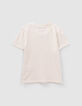 Ecru T-shirt met tekst vintagestijl meisjes-3