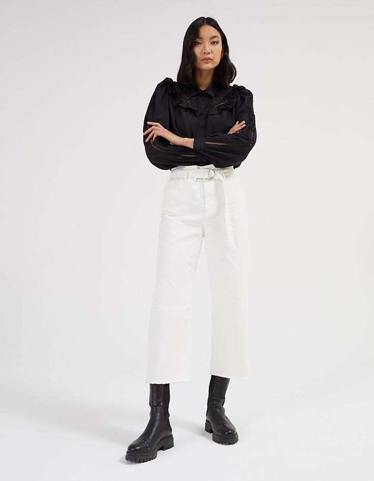 Jean ancho blanco high waist cinturón mujer-7
