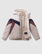 Beige PUFFERJAS in tweekleurige strepen voor jongens-5