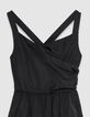 Robe chic &agrave; bretelles noire en taffetas Femme-8