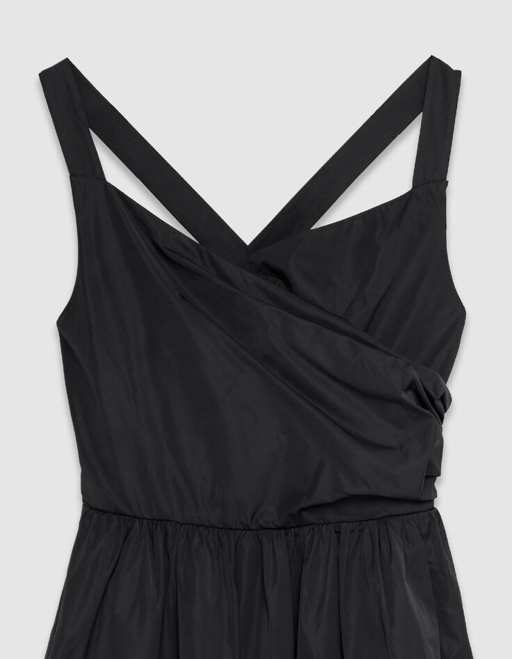 Robe chic &agrave; bretelles noire en taffetas Femme-8