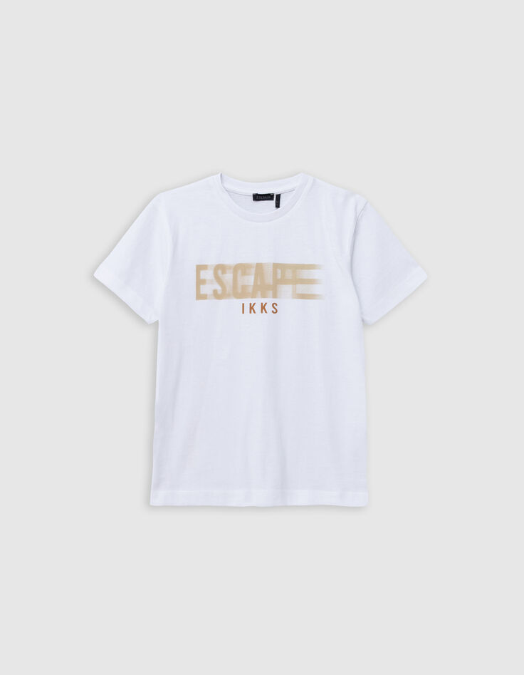 T-shirt blanc coton bio à message garçon-1