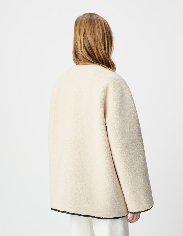 Manteau réversible écru sherpa et noir Femme IKKS
