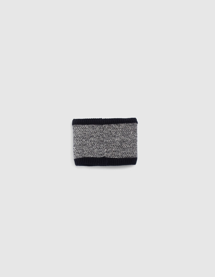 Snood noir tricot chiné badge logo bébé garçon-3 Snood noir tricot chiné badge logo bébé garçon-3