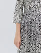 Gebroken witte midi-jurk, dierenprint Dames-4