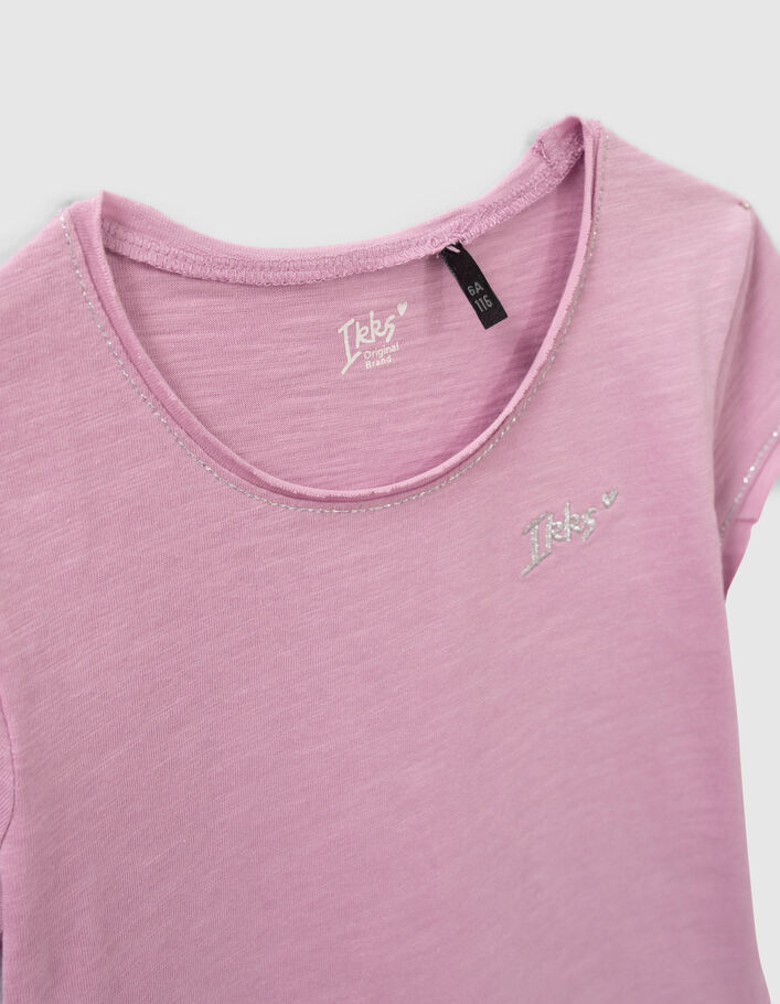Girls’ violet embroidered Essential IKKS T-shirt - IKKS