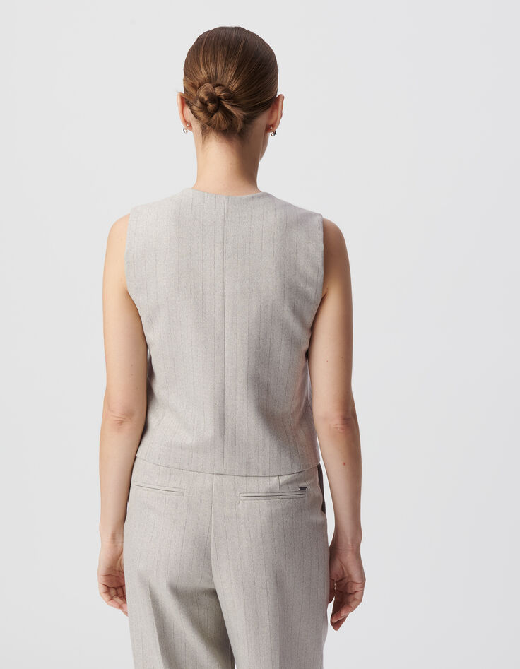 Women's grey lurex striped sleeveless suit vest-3