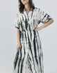 Robe chemise longue noire imprimé tie and dye Femme-5