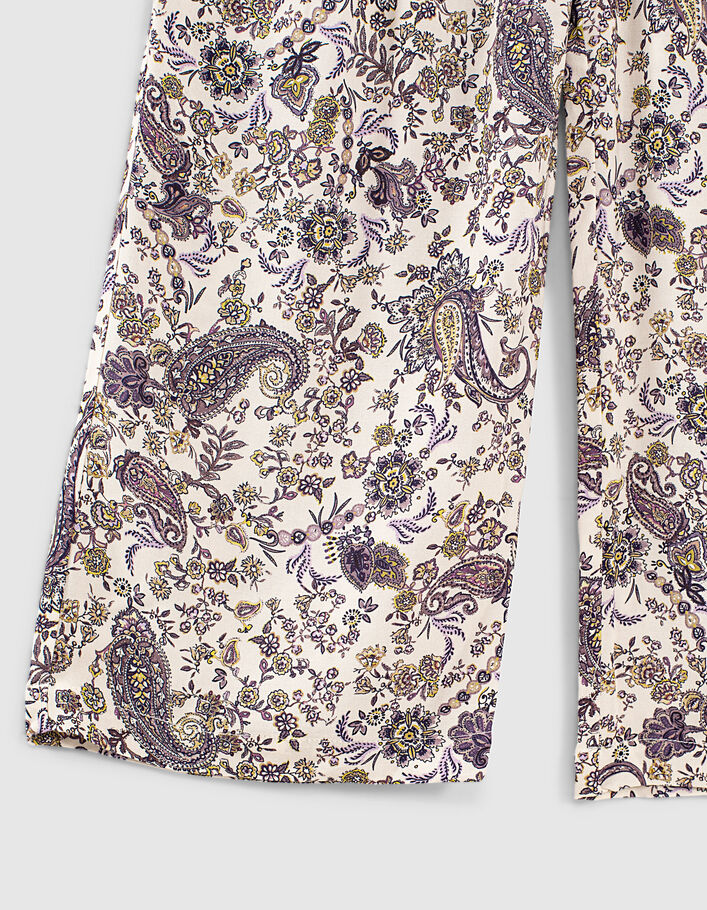 Weite Mädchenhose aus Ecovero® mit Paisley-Print in Ecru-4