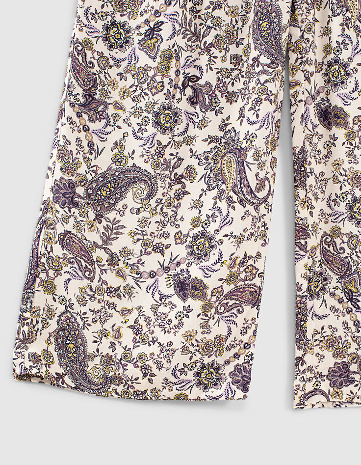 Wijde ecru broek Ecovero® kasjmierprint meisjes-4 Wijde ecru broek Ecovero® kasjmierprint meisjes-4