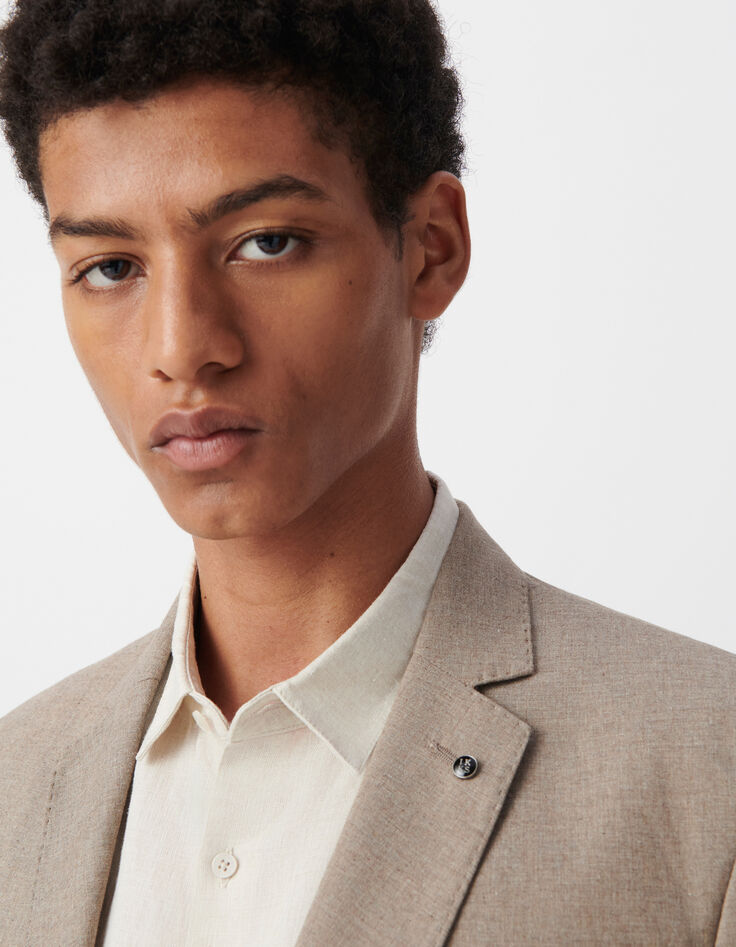 Men’s beige cotton marl blazer-6