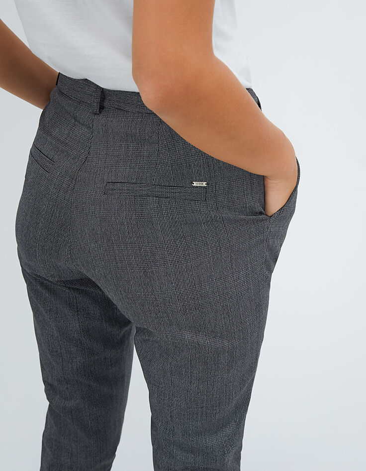 I.Code grey Prince-of-Wales check paperbag trousers-4