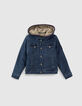 Vintage Blue Jungenjeansjacke mit abnehmbarer Kapuze-1