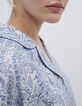 Women’s blue decorative print voile shirt-5