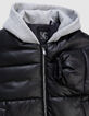 Kurze schwarze Mädchen-Steppjacke mit langen Ärmeln-6